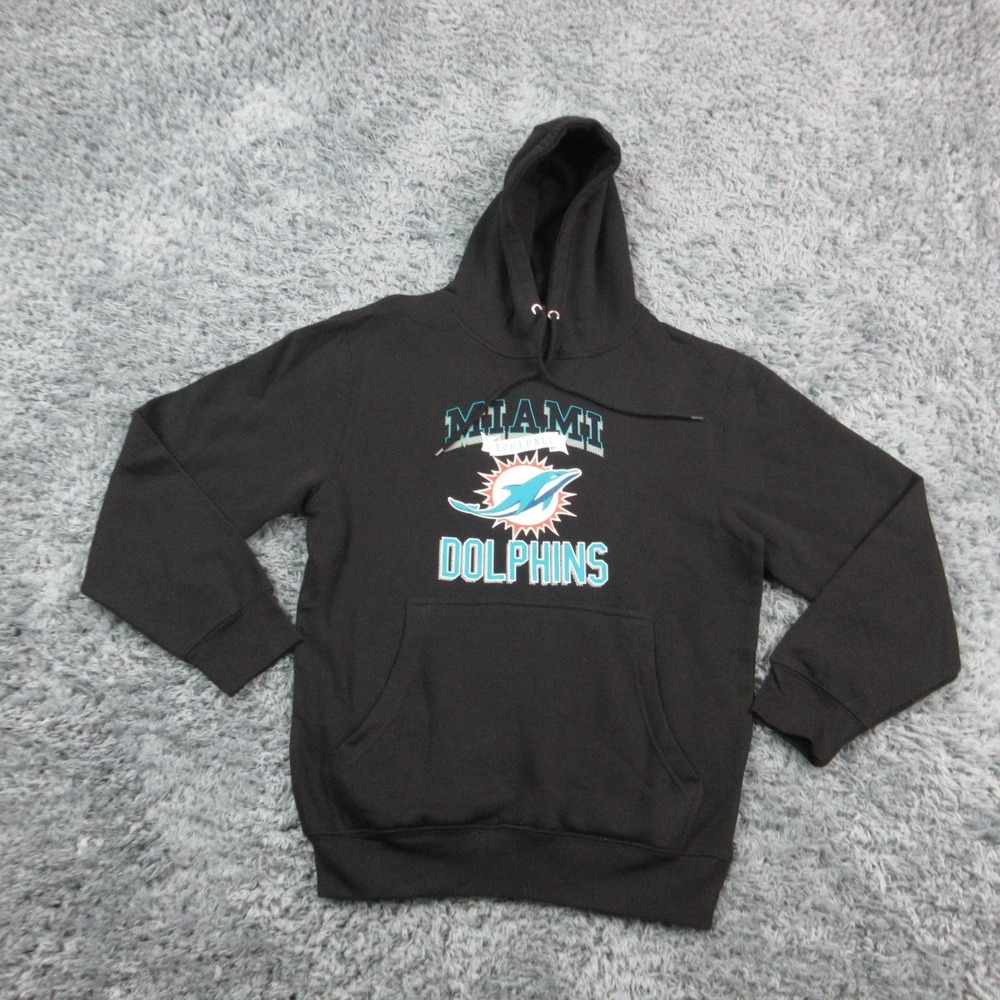 Miami Dolphins Hoodie Sweatshirt Womens Small Black NFL Football Pullover G-III